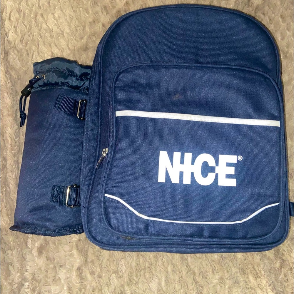 Picnic at Ascot, Fully equipped Navy  Insulated Backpack Service for 4